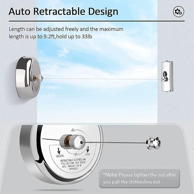 Dry-Ease⢠- The Retractable Cloth Drying line - Stainless Steel|š„FLAT 50% SAVINGš„